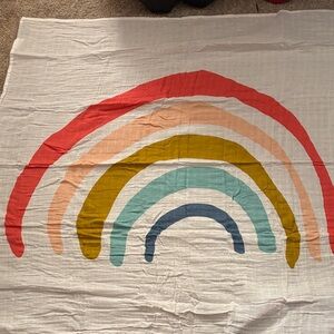 Clementine Kids Rainbow Muslin Blanket / Throw – NWOT – 45” x 48”